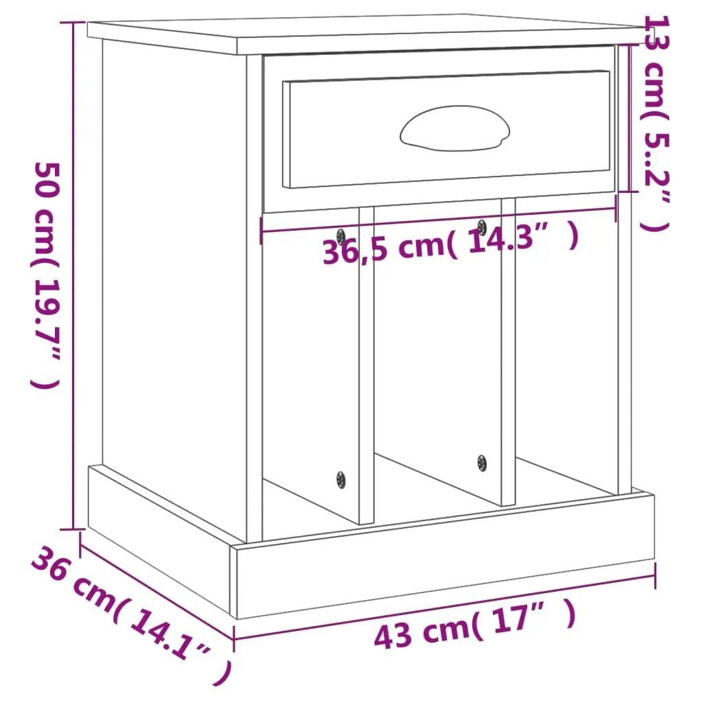Bedside Cabinets 2 pcs High Gloss White Storage Nightstand Drawers Compartments