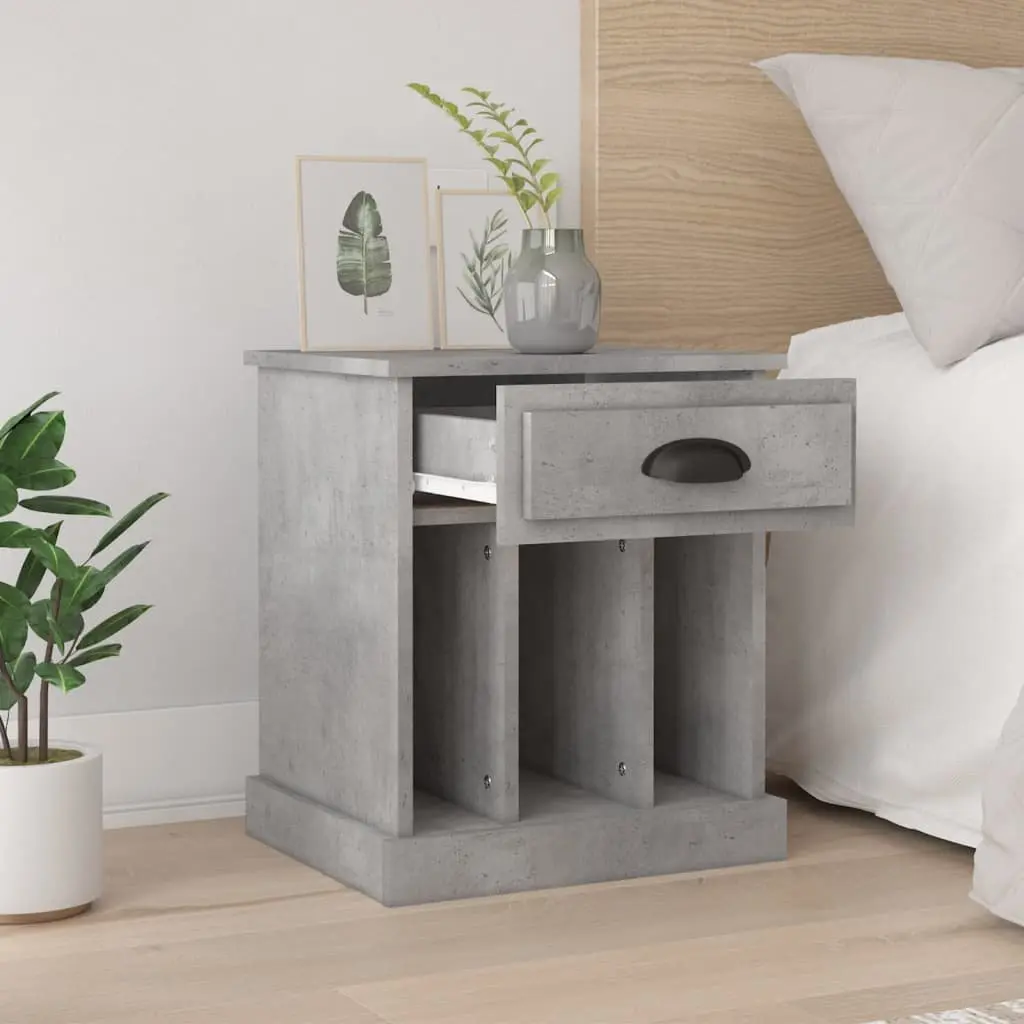 Bedside Cabinets Set of 2 Grey 43x36x50 cm Drawer Storage Nightstand Side Table