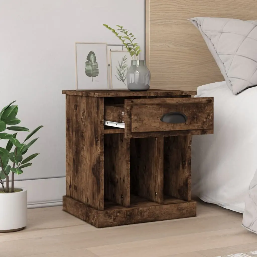 Bedside Cabinets 2 pcs Brown Drawer Storage Compartments Nightstand Side Table