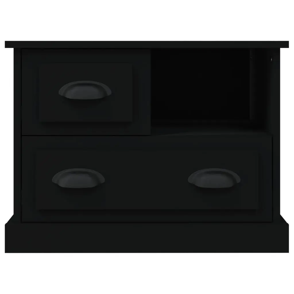 Bedside Cabinet Black Nightstand Side Table Storage Drawers Compartment 60x39x45