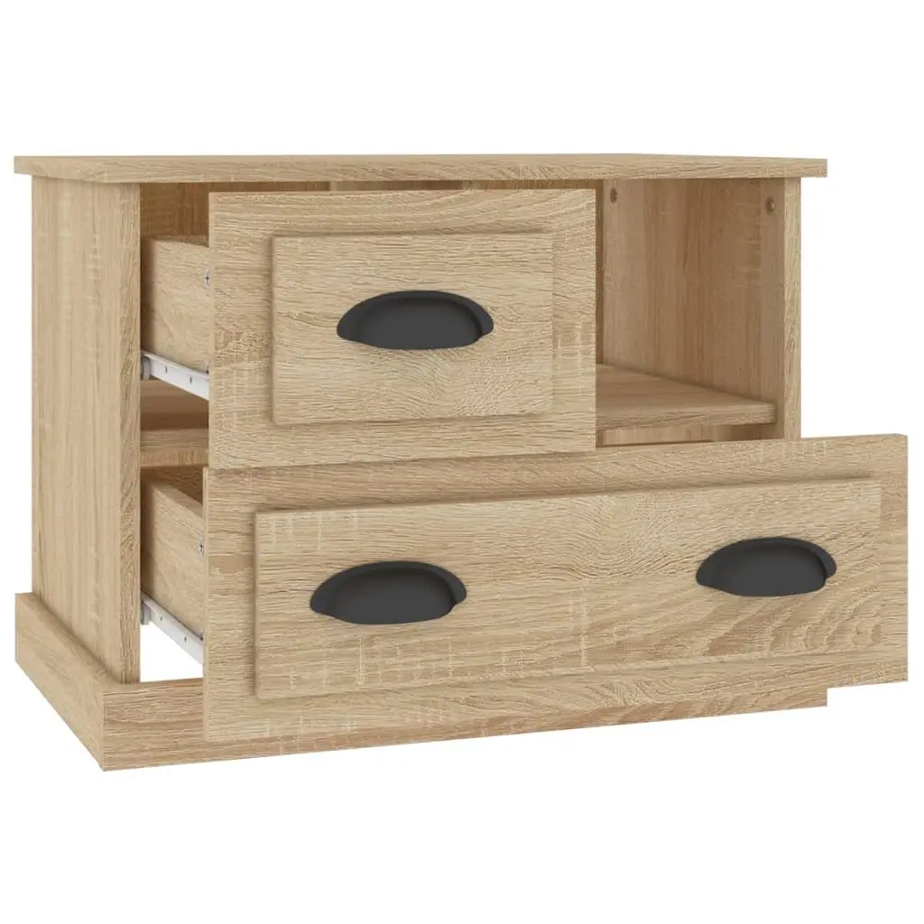 Bedside Cabinet Brown Side Table Bedroom Nightstand Storage Drawers Compartment