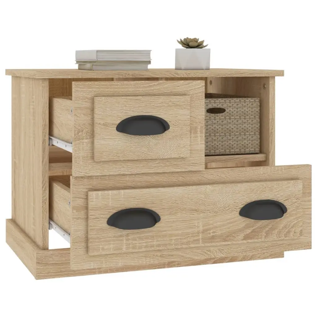 Bedside Cabinet Brown Side Table Bedroom Nightstand Storage Drawers Compartment