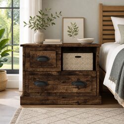 Bedside Cabinet: 60x39x45 cm Engineered Wood Design