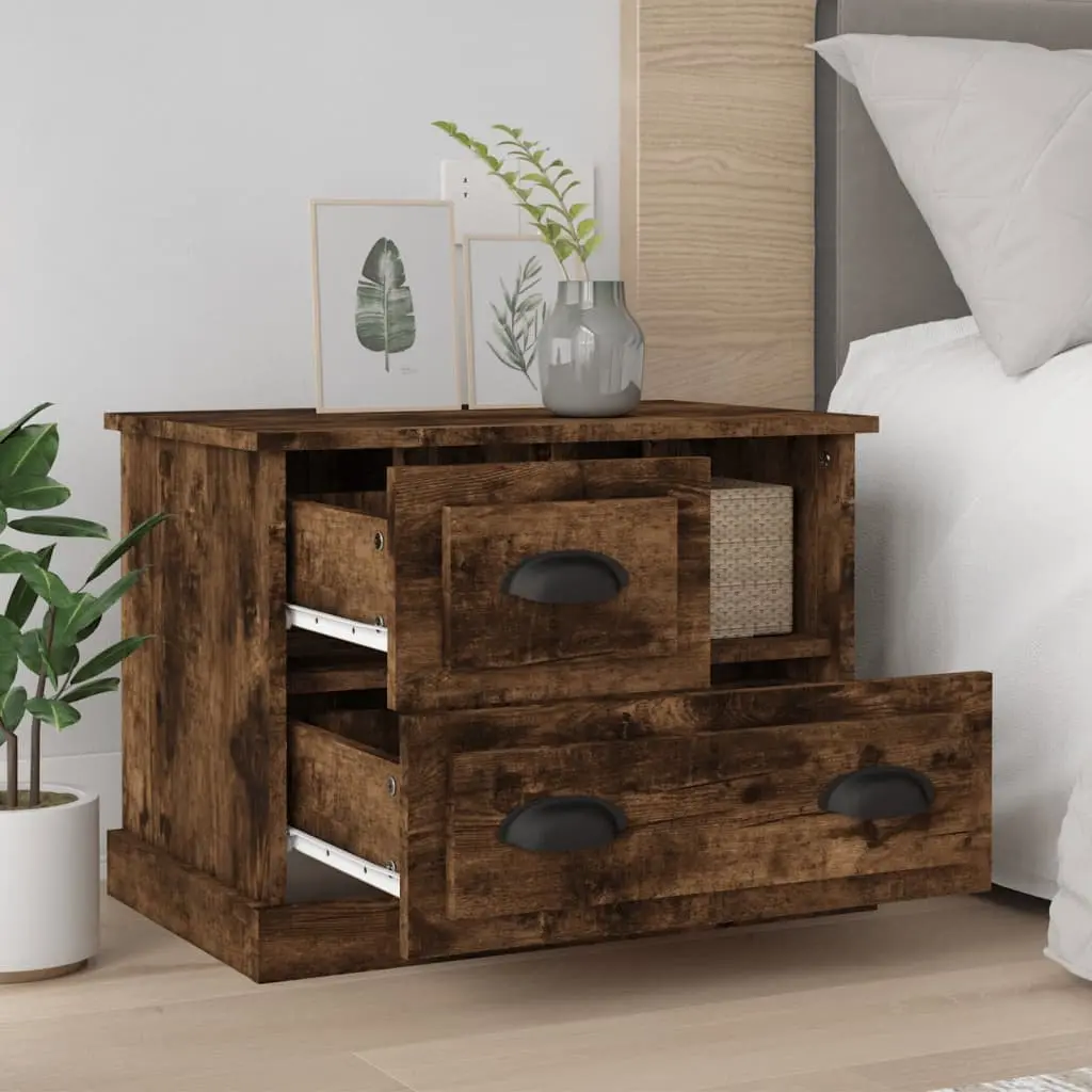 Bedside Cabinet Brown Storage Table with Drawer Compartment Nightstand Furniture