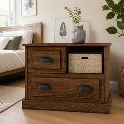 Bedside Cabinet Specifications: Brown Oak 60x39x45 cm