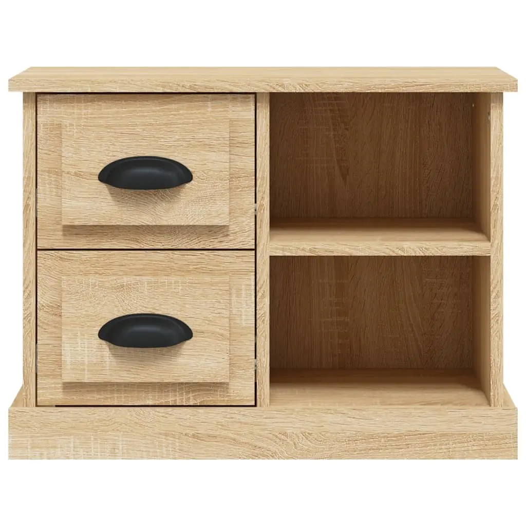Bedside Cabinet for Bedroom Brown Engineered Wood with 2 Drawers and 2 Compartments