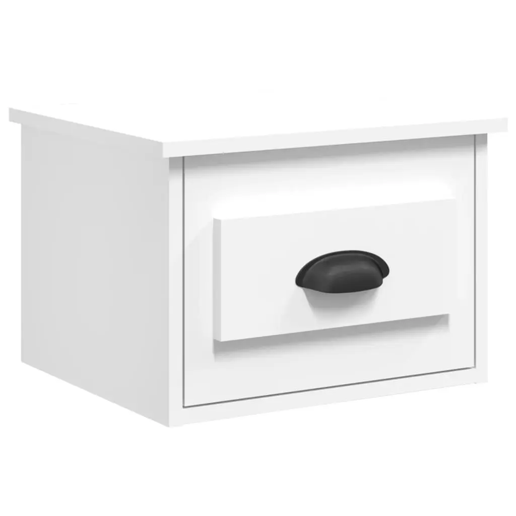 Wall-mounted Bedside Cabinet White Floating Nightstand with Drawer Storage 41.5cm W x 36cm H x 28cm D