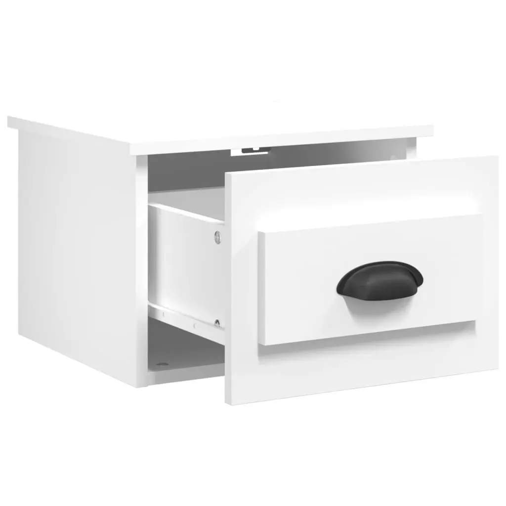 Wall-mounted Bedside Cabinet White Floating Nightstand with Drawer Storage 41.5cm W x 36cm H x 28cm D