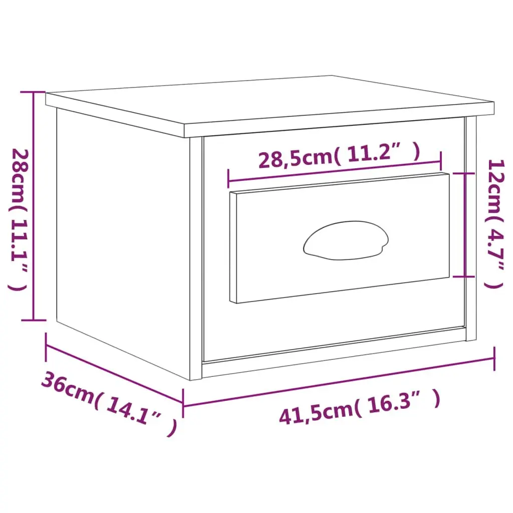 Wall-mounted Bedside Cabinet White Floating Nightstand with Drawer Storage 41.5cm W x 36cm H x 28cm D