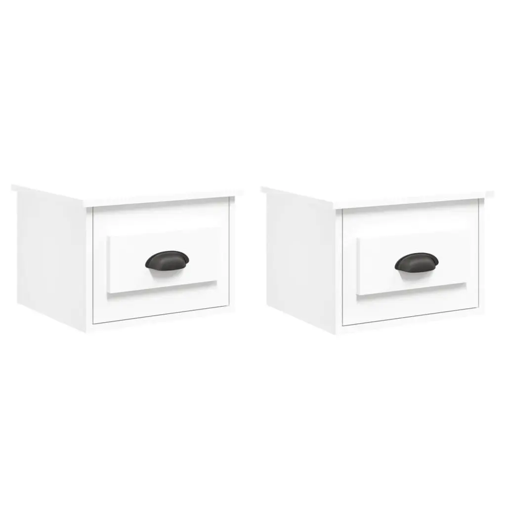 Wall-mounted Bedside Cabinet Floating Nightstand Storage Drawer White