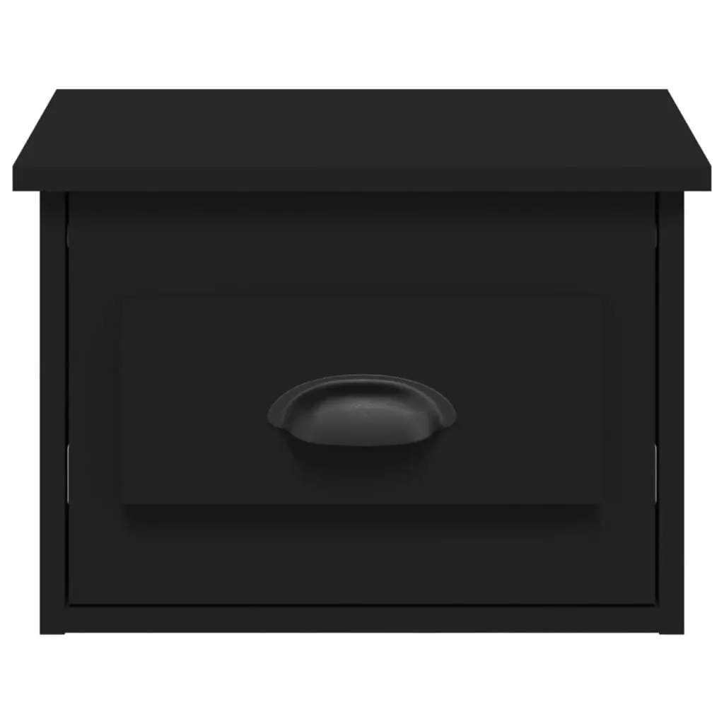 Wall-mounted Bedside Cabinets 2 pcs Black Floating Storage Drawer Organiser
