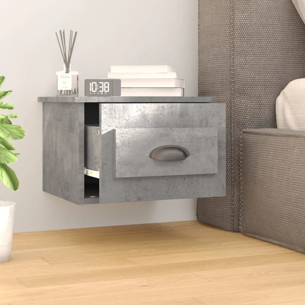 Wall-mounted Bedside Cabinets 2 pcs Grey Floating Storage Organiser Drawer