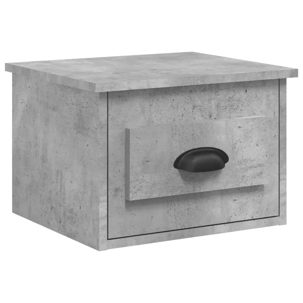 Wall-mounted Bedside Cabinets 2 pcs Grey Floating Storage Organiser Drawer