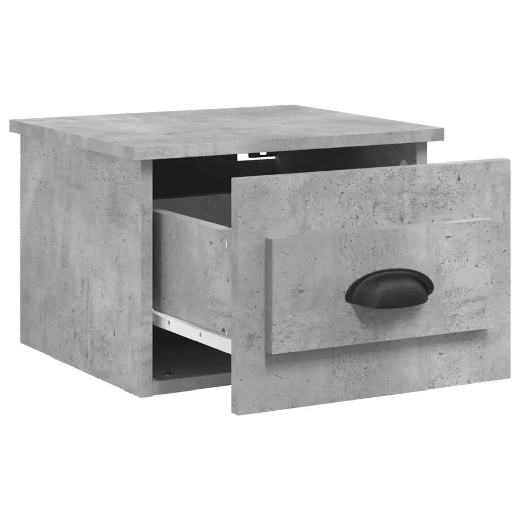 Wall-mounted Bedside Cabinets 2 pcs Grey Floating Storage Organiser Drawer