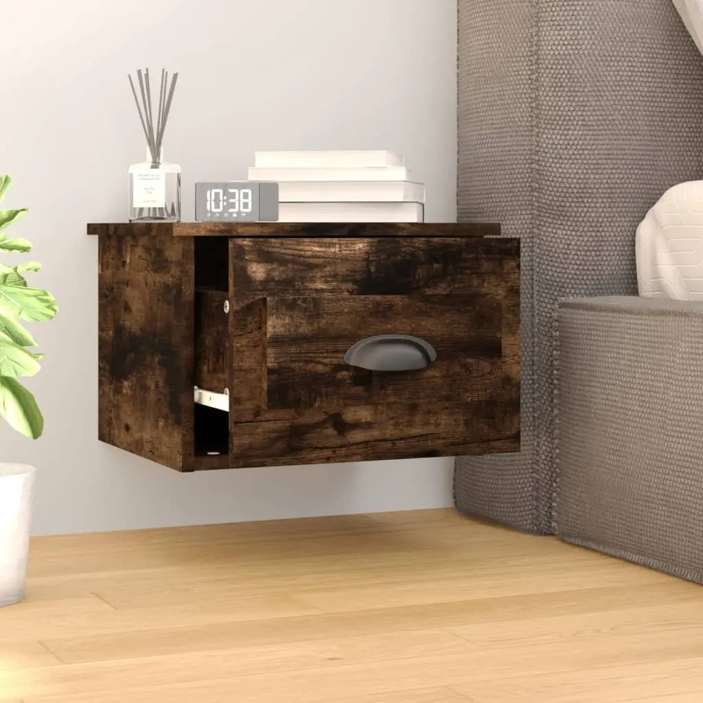 Wall-mounted Bedside Cabinets 2 pcs Brown Floating Bedroom Nightstand Storage