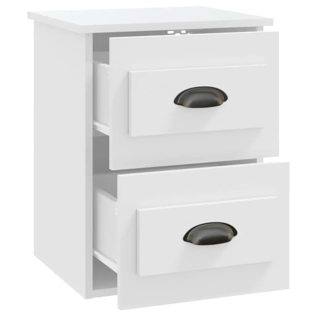Wall-mounted Bedside Cabinet White 41.5x36x53cm Floating Bedroom Storage with 2