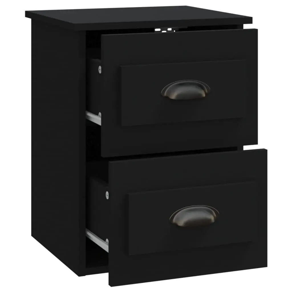 Wall-Mounted Bedside Cabinet Black 41.5x36x53cm
