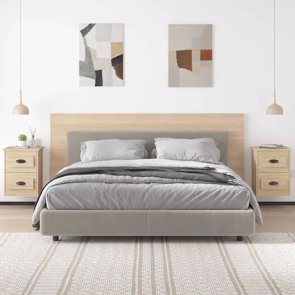 Wall-mounted Bedside Cabinet for Bedroom 41.5cm Wide Sonoma Oak Floating Storage Unit with 2 Drawers