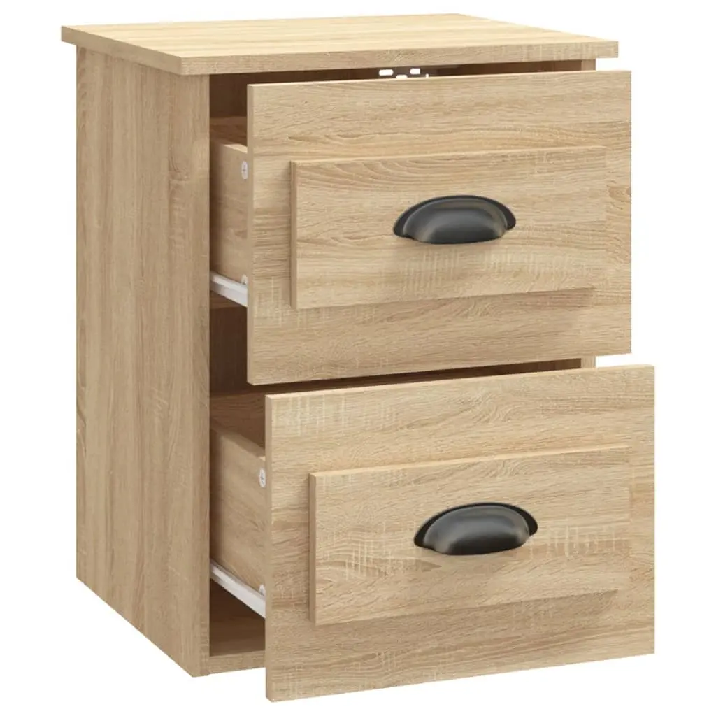 Wall-mounted Bedside Cabinet for Bedroom 41.5cm Wide Sonoma Oak Floating Storage Unit with 2 Drawers