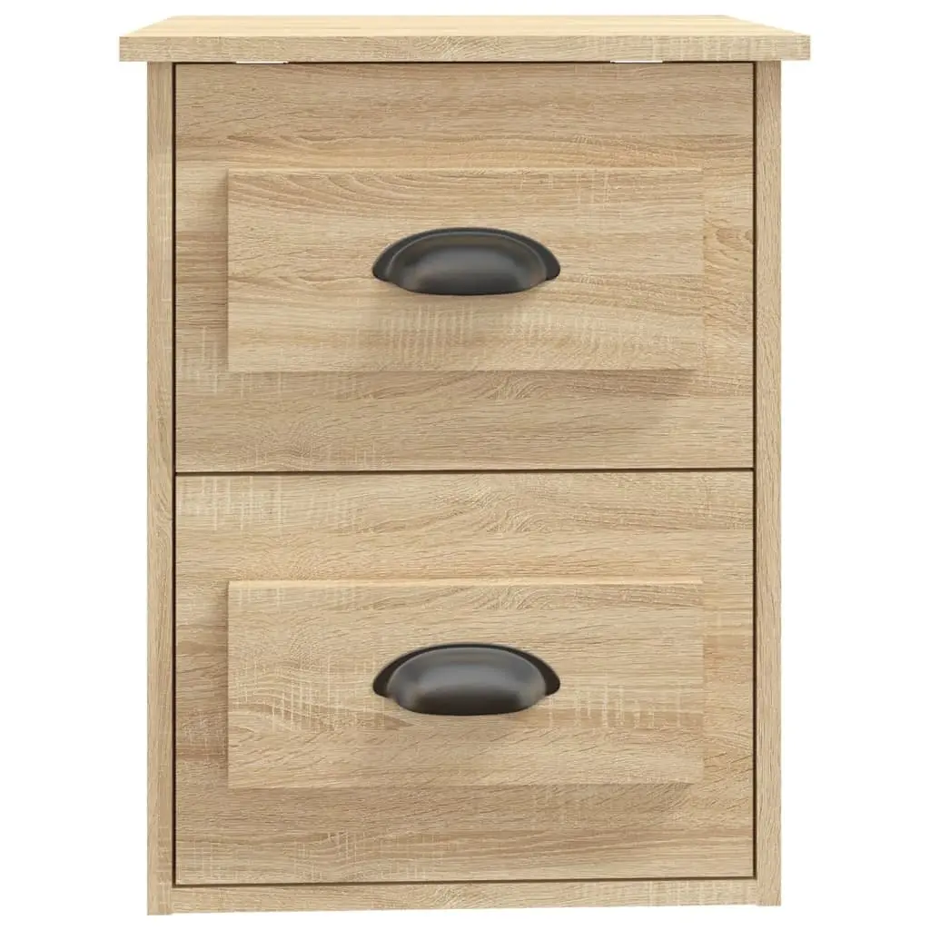 Wall-mounted Bedside Cabinet for Bedroom 41.5cm Wide Sonoma Oak Floating Storage Unit with 2 Drawers