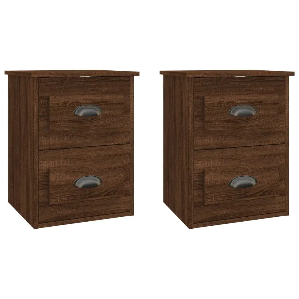 Wall-Mounted Bedside Cabinet in Brown Oak