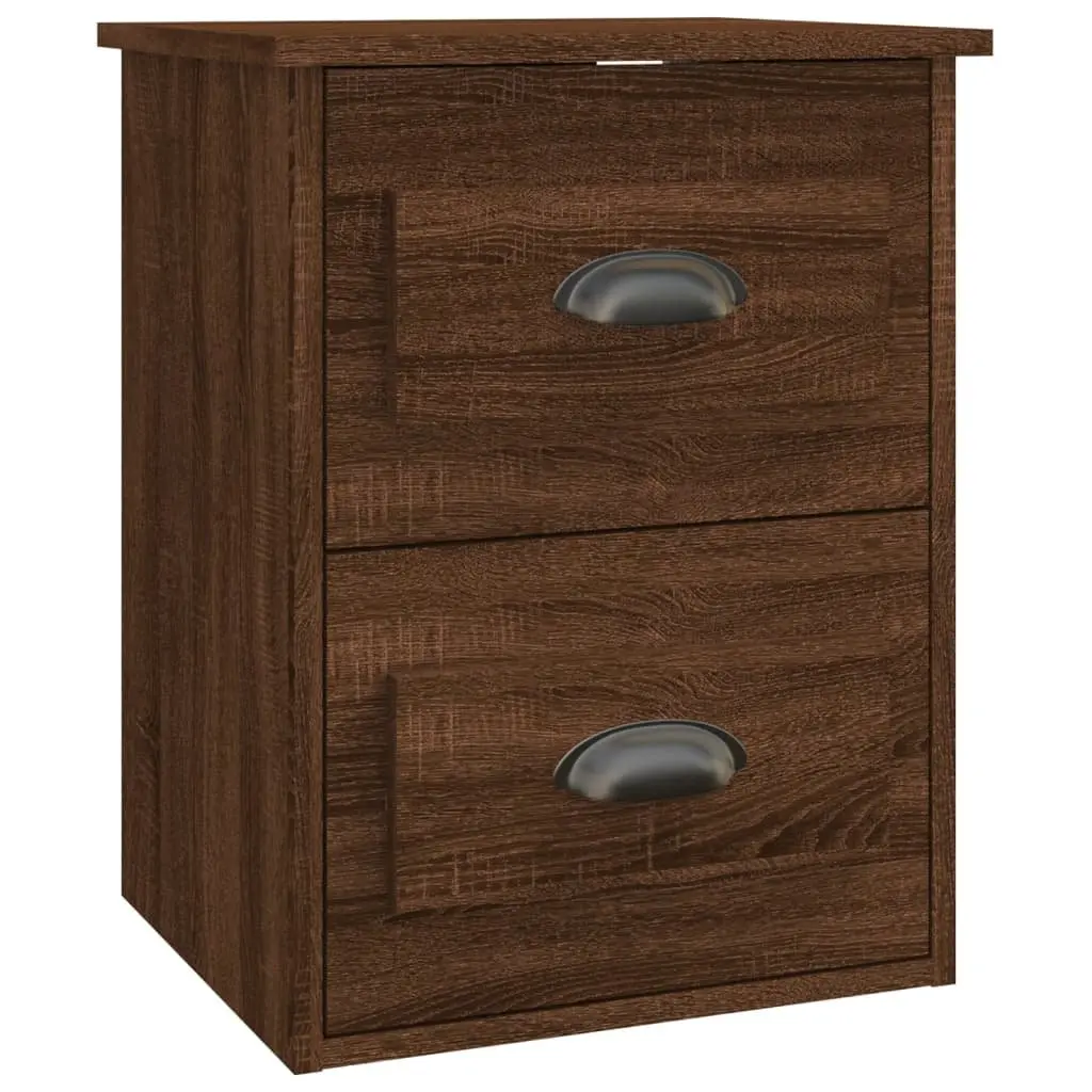 Wall-Mounted Bedside Cabinet in Brown Oak