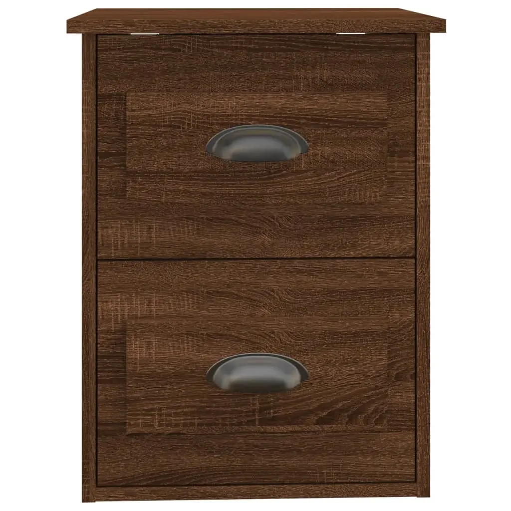 Wall-Mounted Bedside Cabinet in Brown Oak