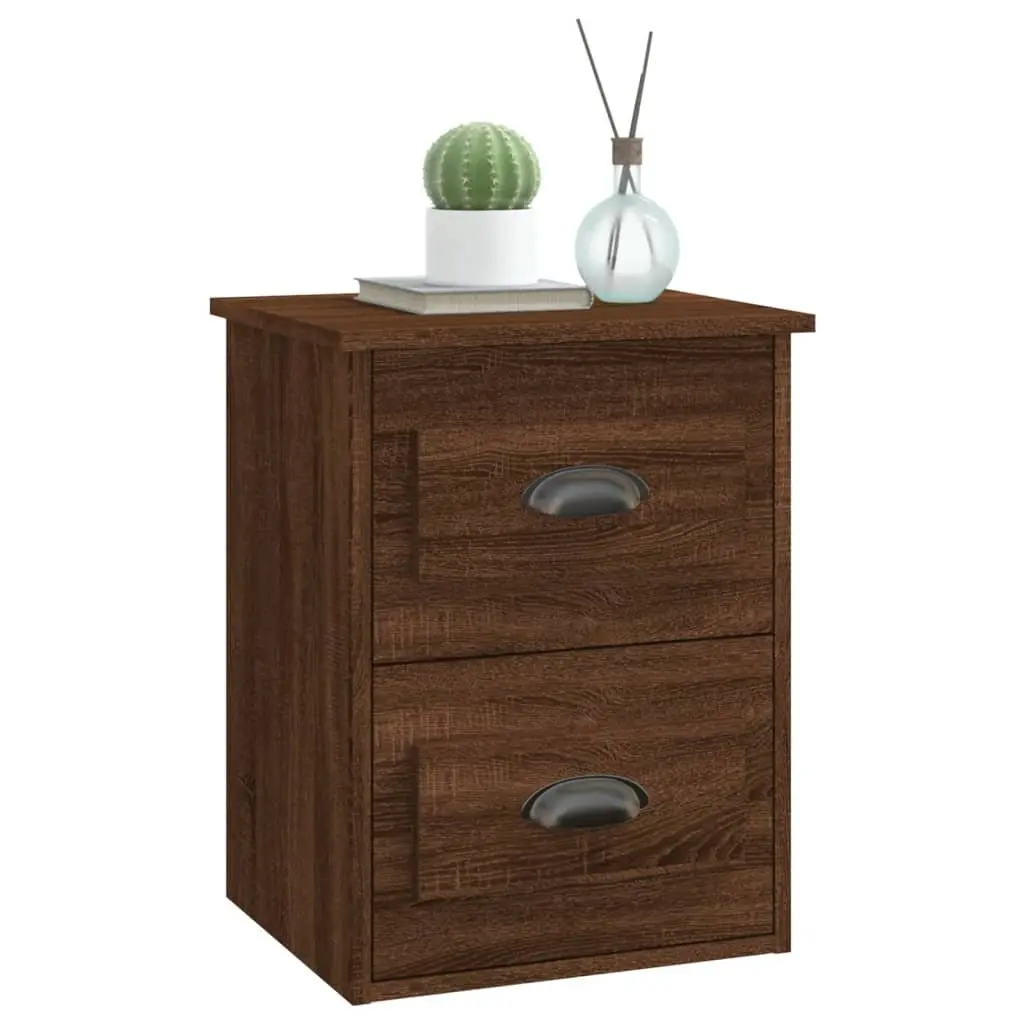 Wall-Mounted Bedside Cabinet in Brown Oak