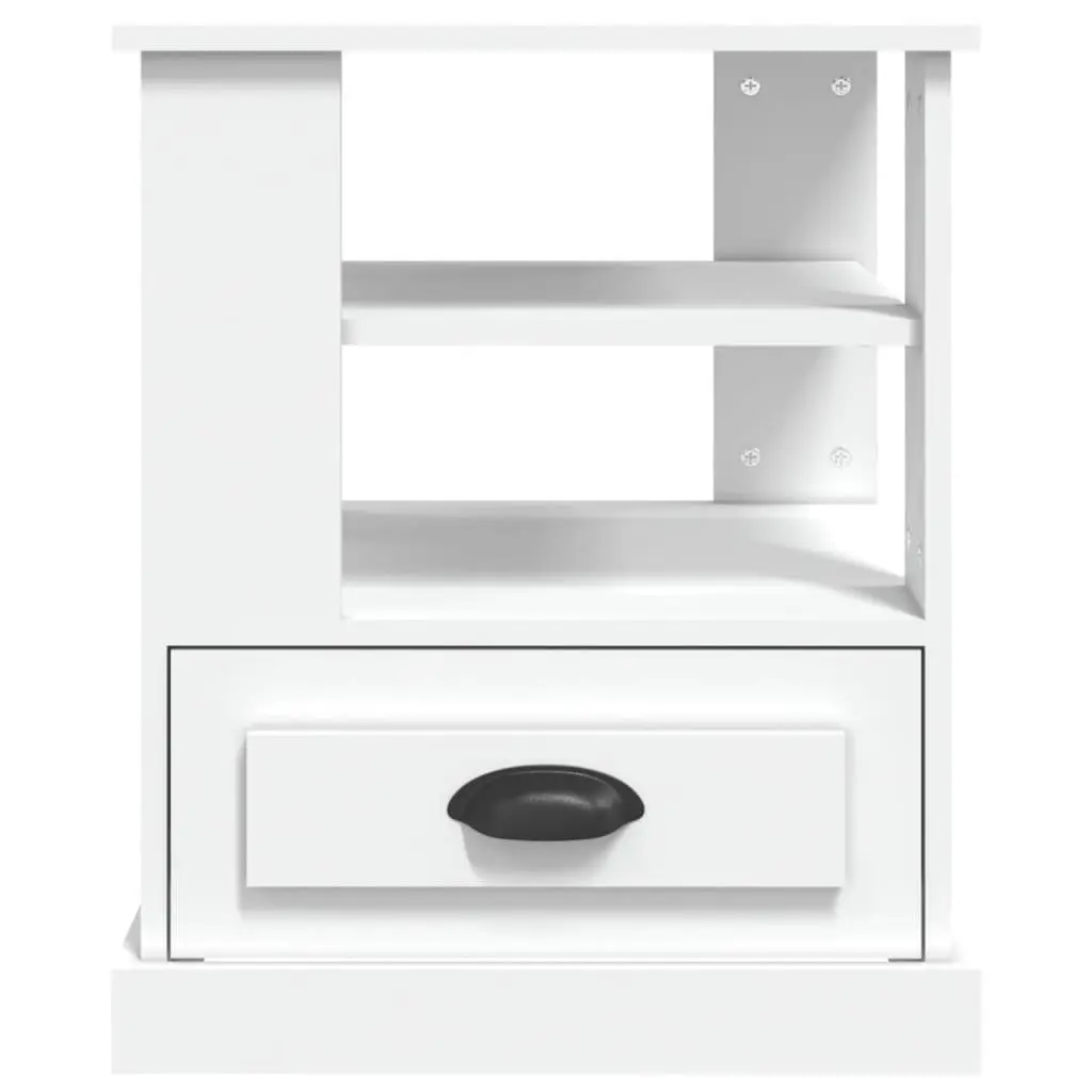 Side Table White 50x50x60 cm Storage End Table Accent Furniture Living Room