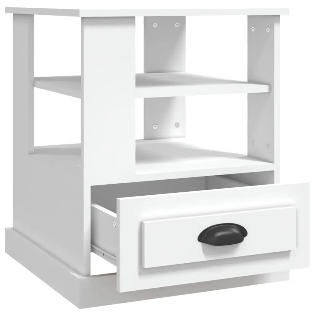 Side Table White 50x50x60 cm Storage End Table Accent Furniture Living Room
