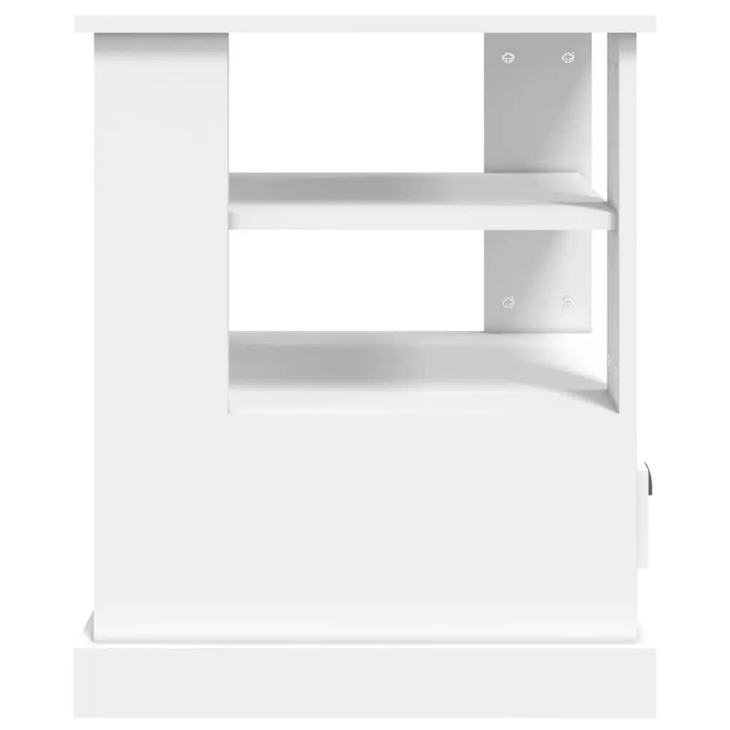 Side Table White 50x50x60 cm Storage End Table Accent Furniture Living Room