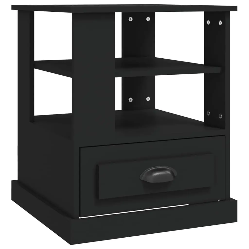 Side Table for Living Room Bedroom Entryway Black Engineered Wood 50W x 50D x 60H cm