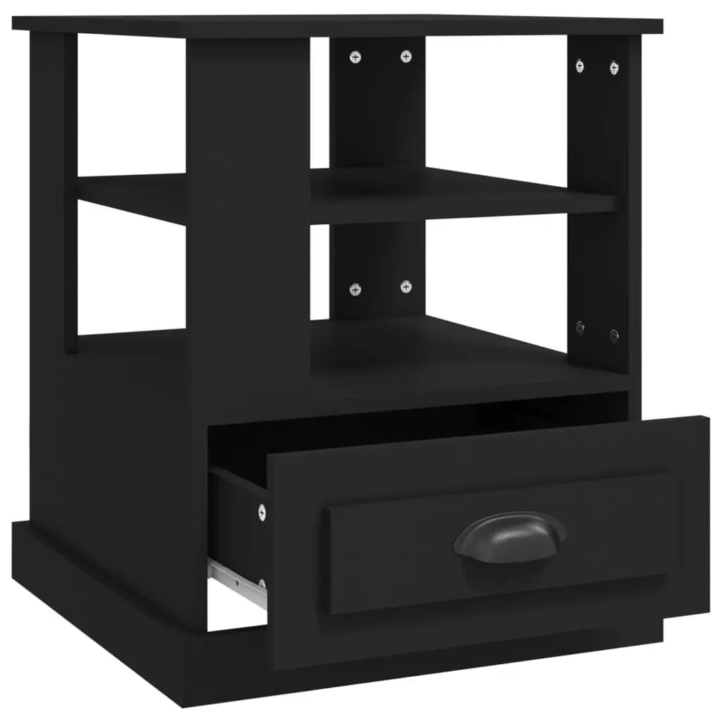 Side Table for Living Room Bedroom Entryway Black Engineered Wood 50W x 50D x 60H cm