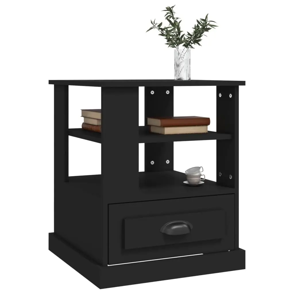 Side Table for Living Room Bedroom Entryway Black Engineered Wood 50W x 50D x 60H cm