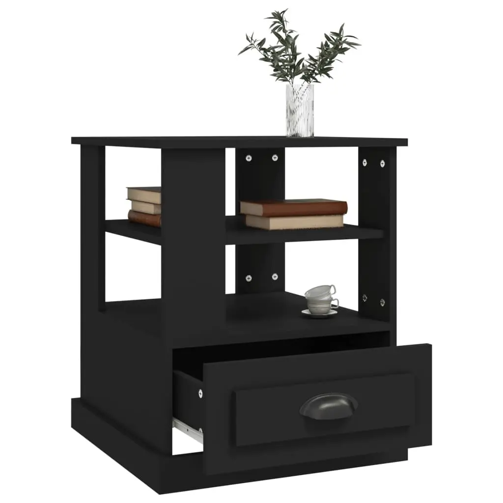 Side Table for Living Room Bedroom Entryway Black Engineered Wood 50W x 50D x 60H cm