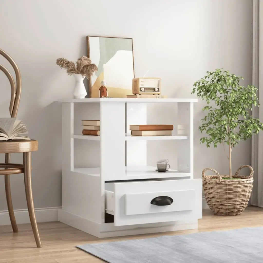 High Gloss White Accent Side Table