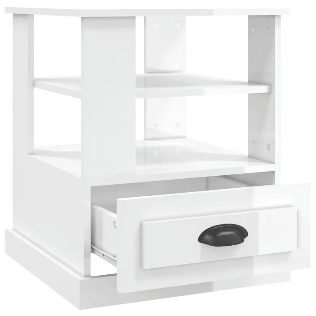 High Gloss White Accent Side Table
