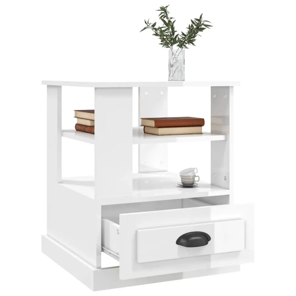 High Gloss White Accent Side Table