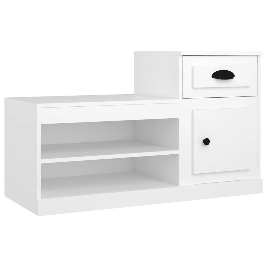White Engineered Wood Shoe Storage Cabinet Two-Tier Organiser for Home 100x42x60cm