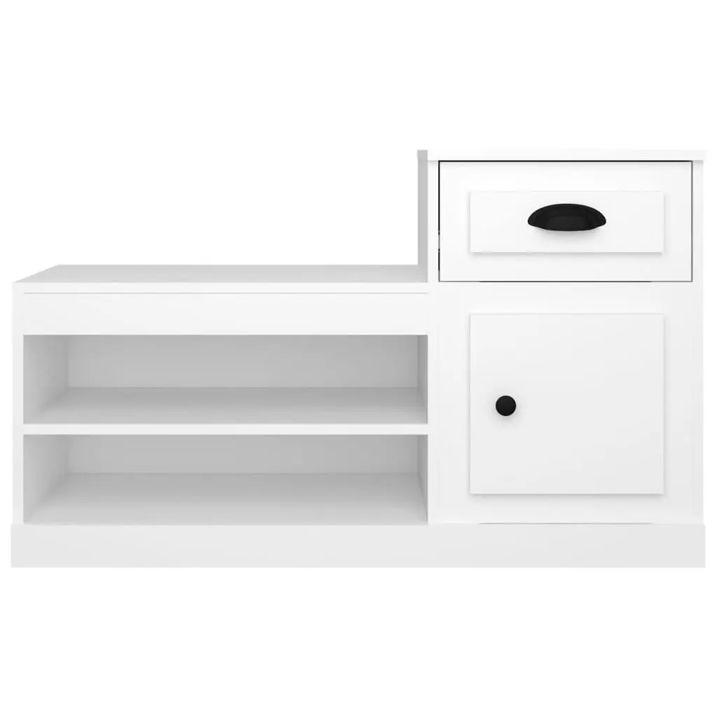White Engineered Wood Shoe Storage Cabinet Two-Tier Organiser for Home 100x42x60cm