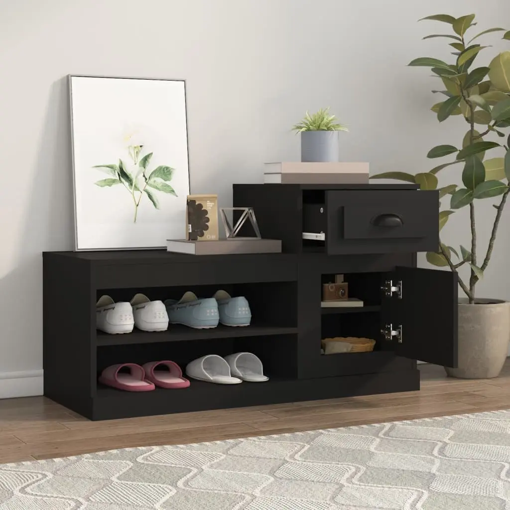 Shoe Cabinet Black 100x42x60 cm Storage Organiser Engineered Wood Cupboard
