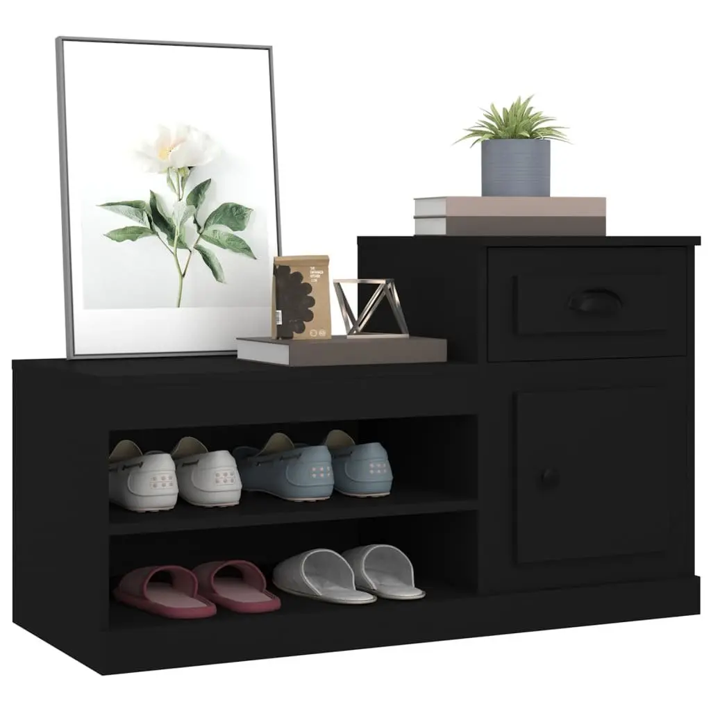 Shoe Cabinet Black 100x42x60 cm Storage Organiser Engineered Wood Cupboard