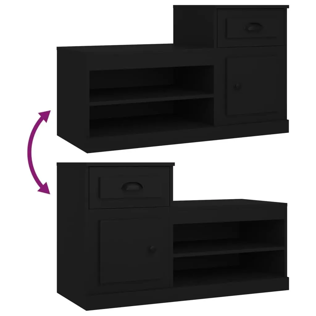 Shoe Cabinet Black 100x42x60 cm Storage Organiser Engineered Wood Cupboard