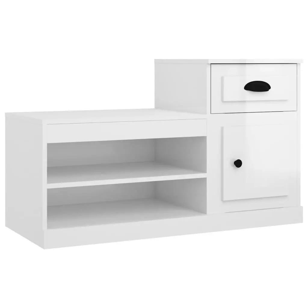 Shoe Cabinet White Engineered Wood Storage Organiser 100x42x60cm