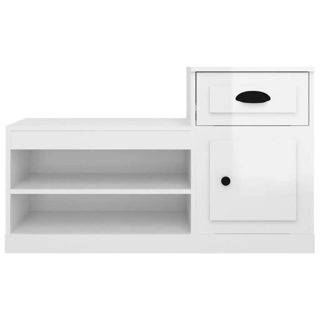 Shoe Cabinet White Engineered Wood Storage Organiser 100x42x60cm