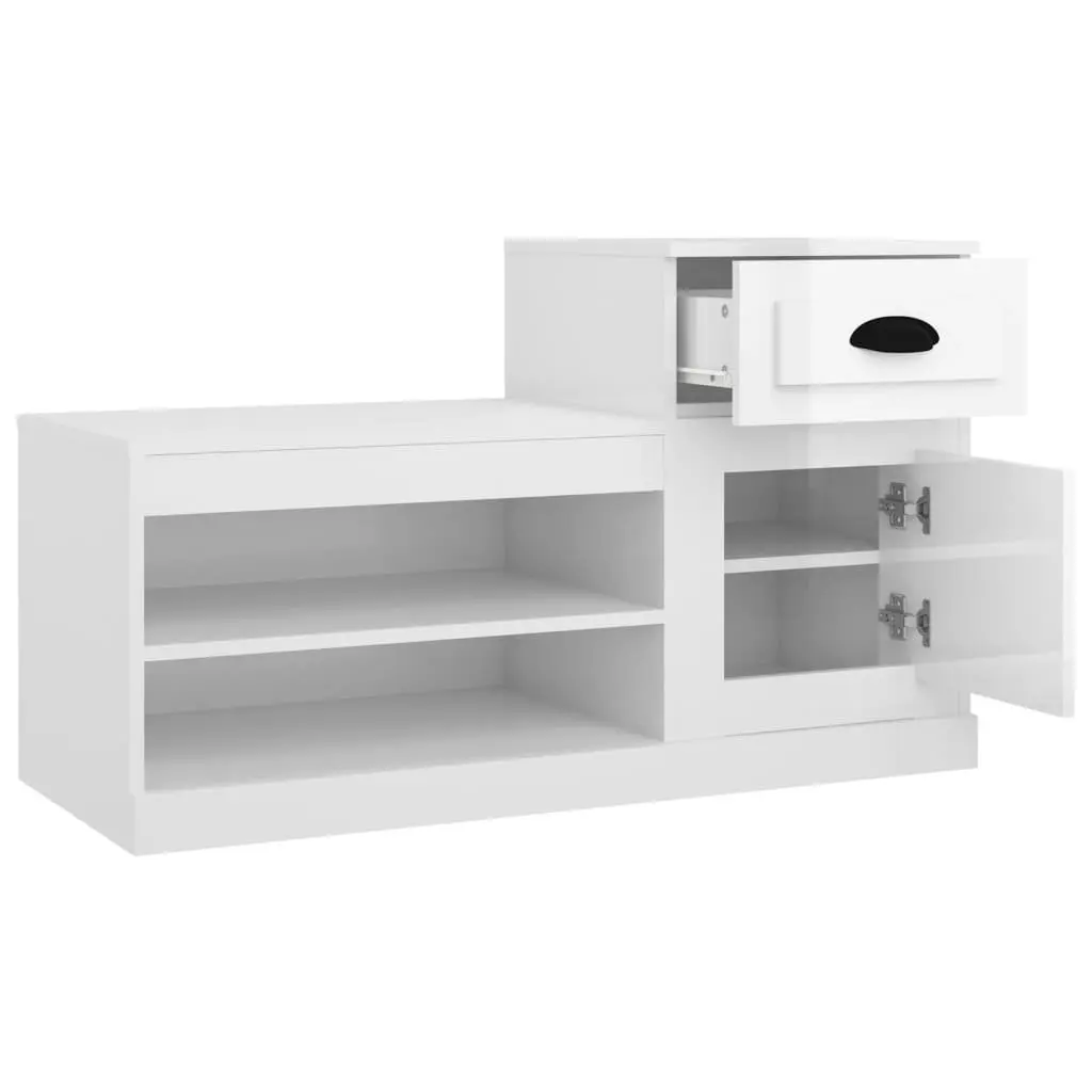 Shoe Cabinet White Engineered Wood Storage Organiser 100x42x60cm