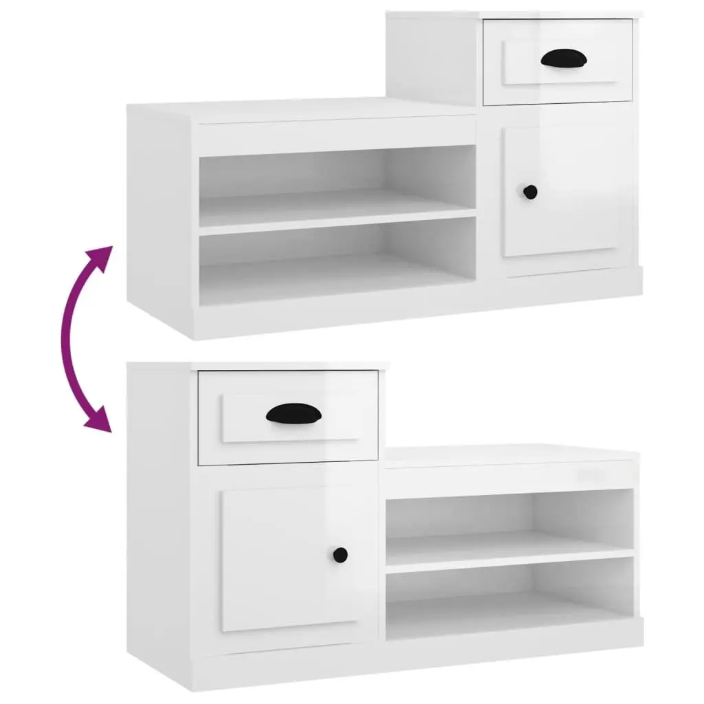 Shoe Cabinet White Engineered Wood Storage Organiser 100x42x60cm