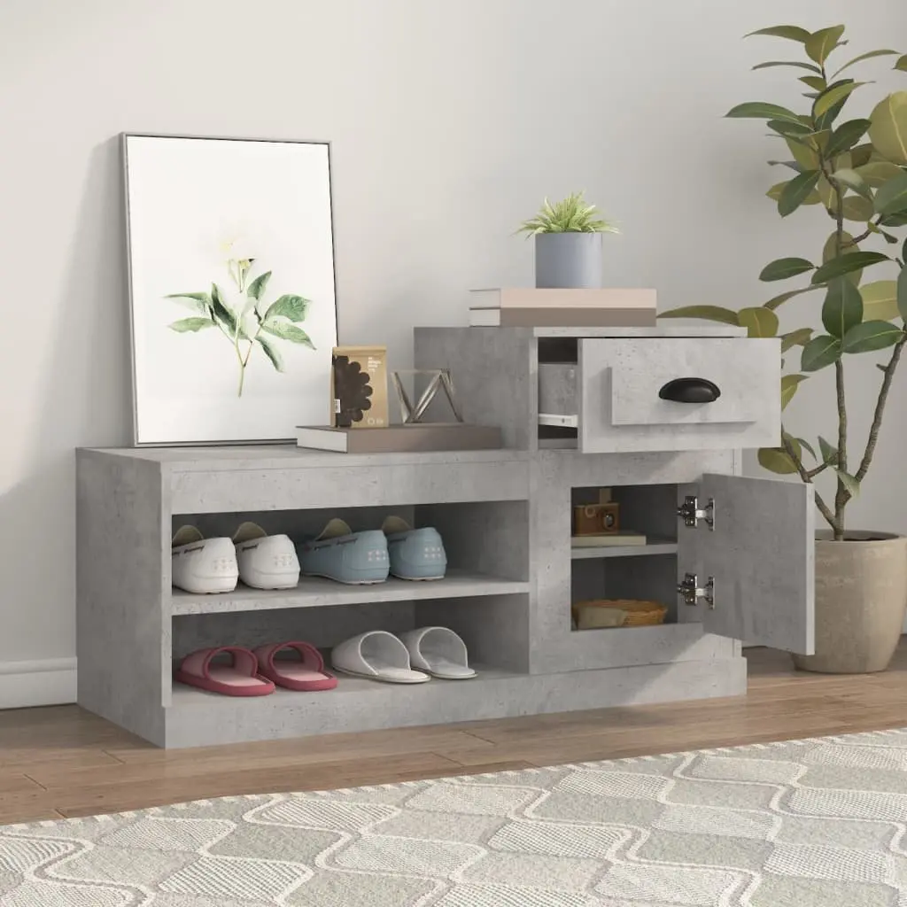 Shoe Cabinet Grey Storage Organiser Engineered Wood Cupboard Rack 100x42x60cm