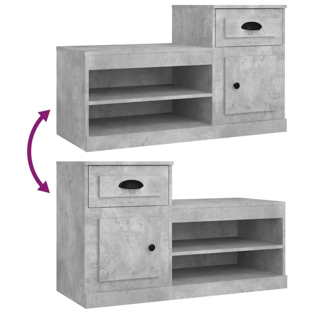 Shoe Cabinet Grey Storage Organiser Engineered Wood Cupboard Rack 100x42x60cm