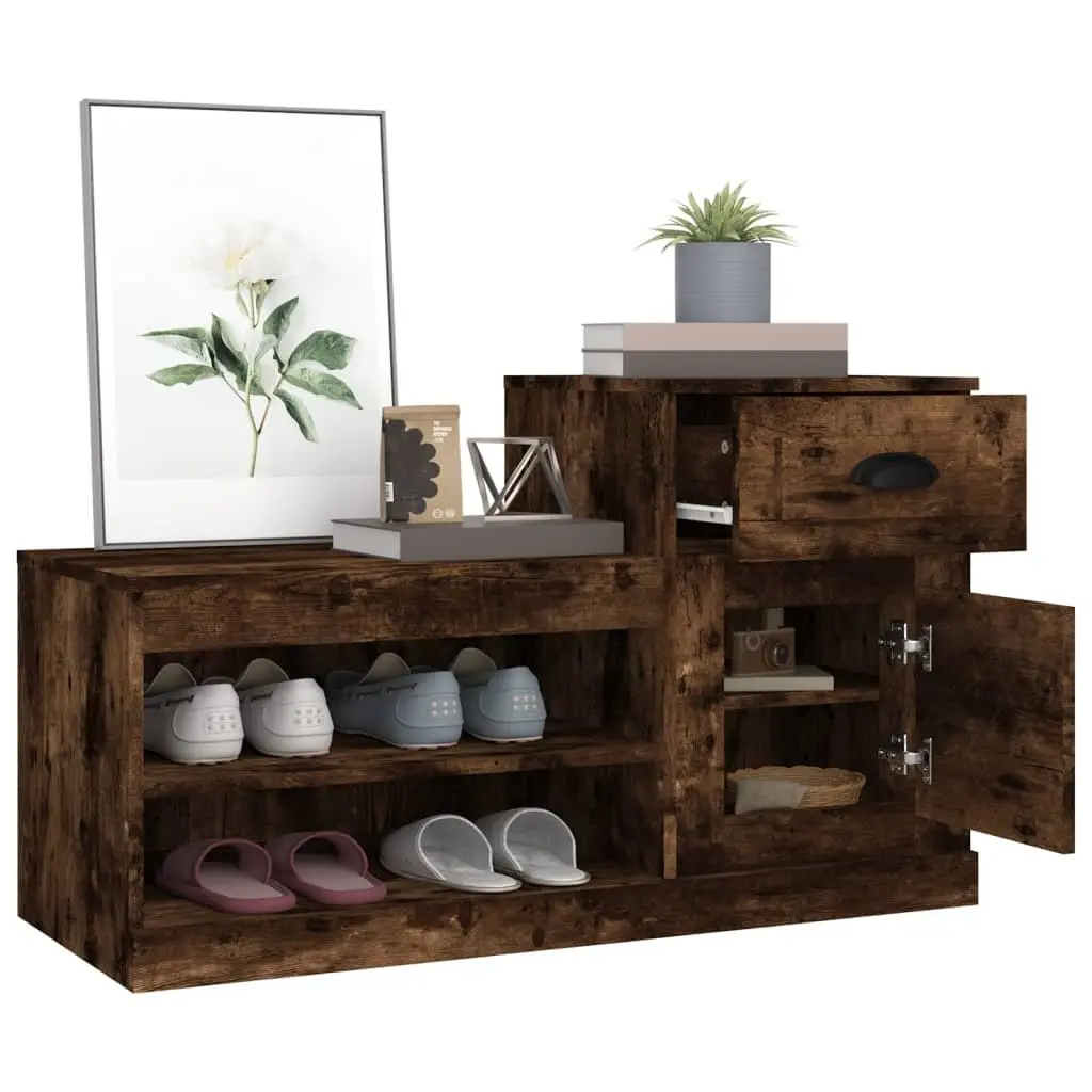 Shoe Cabinet Brown Engineered Wood Storage Organiser Cupboard 100x42x60 cm